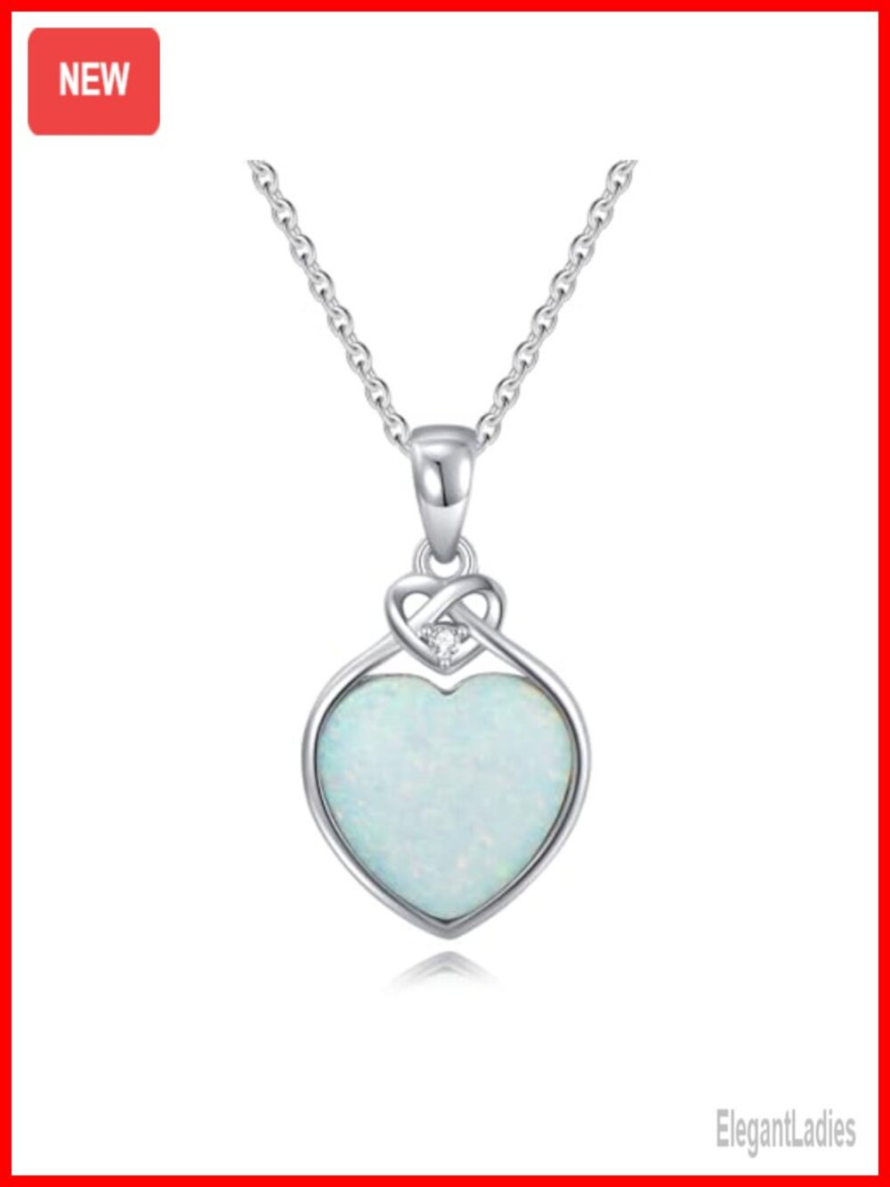 Dainty Heart Opal Necklace With Genuine Diamond 925 Sterling Silver Pendant